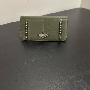 Harley Davidson, Olive, green leather bifold clutch